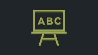 Siyah arkaplanda Yeşil Sütun simgesi izole edildi. Okul karatahtası. 4K Video hareketli grafik canlandırması.