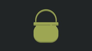 Yeşil Cadılar Bayramı cadı kazanı simgesi siyah arka planda izole edildi. Mutlu Cadılar Bayramı Partisi. 4K Video hareketli grafik canlandırması.