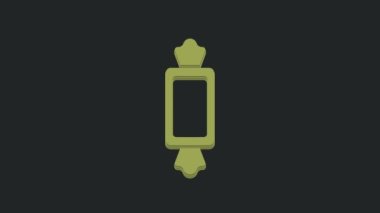 Siyah arkaplanda yeşil şeker simgesi izole edildi. Mutlu Cadılar Bayramı Partisi. 4K Video hareketli grafik canlandırması.