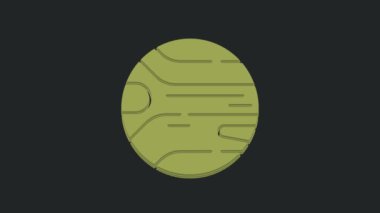 Yeşil Gezegen simgesi siyah arkaplanda izole edildi. 4K Video hareketli grafik canlandırması.