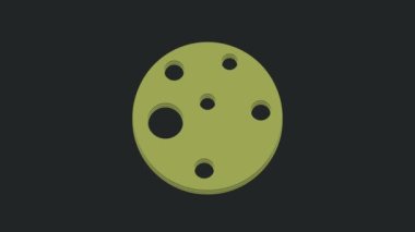 Yeşil Gezegen Mars simgesi siyah arkaplanda izole edildi. 4K Video hareketli grafik canlandırması.