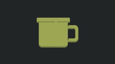 Siyah arka planda izole edilmiş yeşil kamp metal sabıka simgesi. 4K Video hareketli grafik canlandırması.