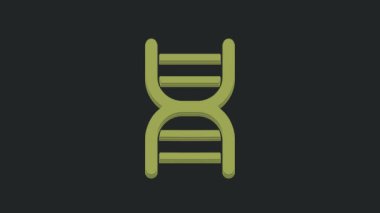 Siyah arkaplanda izole edilmiş yeşil DNA sembolü. 4K Video hareketli grafik canlandırması.