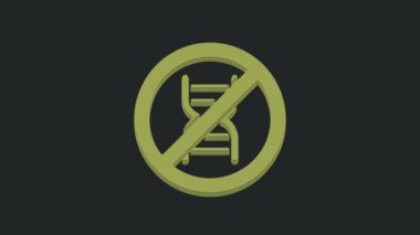 Yeşil Durak GDO simgesi siyah arkaplanda izole edildi. Genetik olarak değiştirilmiş organizma kısaltması. DNA gıda modifikasyonu. 4K Video hareketli grafik canlandırması.