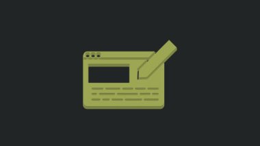 Siyah arkaplanda izole edilmiş yeşil UI veya UX tasarım simgesi. 4K Video hareketli grafik canlandırması.