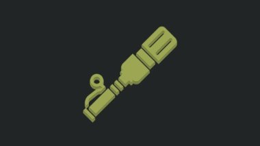 Yeşil RKG 3 tanksavar el bombası ikonu siyah arkaplanda izole edildi. 4K Video hareketli grafik canlandırması.