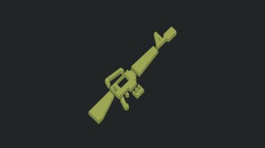 Siyah arkaplanda yeşil M16A1 tüfek ikonu var. Amerikan Ordusu M16 tüfeği. 4K Video hareketli grafik canlandırması.