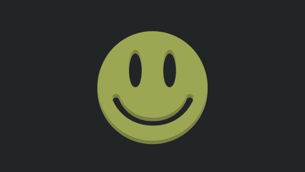 Ікона Зелена Посмішка Ізольована Чорному Тлі Усміхнена Емоція Щасливого Символу — стокове відео
