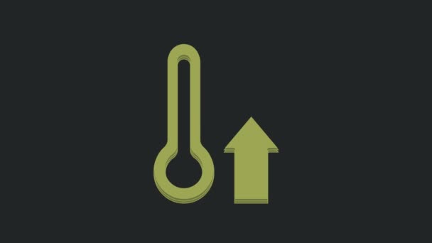Zielony Termometr Meteorologiczny Ikona Pomiarowa Odizolowana Czarnym Tle Urządzenia Termometryczne — Wideo stockowe