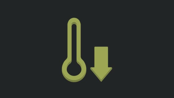 Zielony Termometr Meteorologiczny Ikona Pomiarowa Odizolowana Czarnym Tle Urządzenia Termometryczne — Wideo stockowe