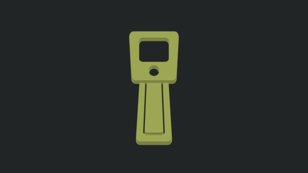 Groene Digitale Contactloze Thermometer Met Infrarood Lichtpictogram Geïsoleerd Zwarte Achtergrond — Stockvideo