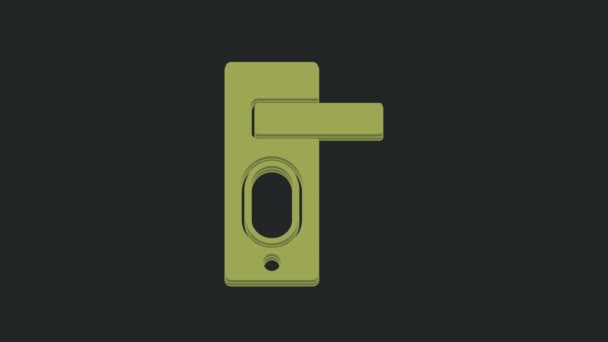 Green Fingerprint Door Lock Icon Isolated Black Background App Icon — Stock Video