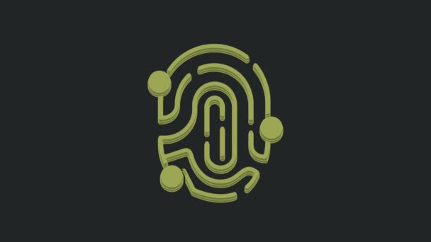 Значок Green Fingerprint Выделен Черном Фоне Иконка Приложения Идентификационный Знак — стоковое видео