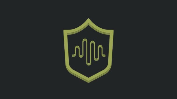 Ікона Розпізнавання Голосу Green Shield Ізольована Чорному Тлі Голосовий Біометричний — стокове відео