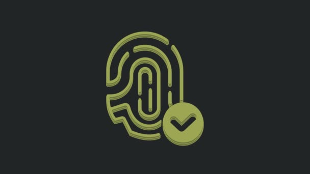 Grüner Fingerabdruck Mit Häkchen Symbol Auf Schwarzem Hintergrund App Symbol — Stockvideo
