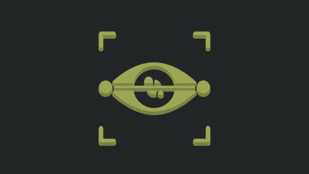 Ikona Skanowania Zielonych Oczu Odizolowana Czarnym Tle Skanuję Oko Symbol — Wideo stockowe