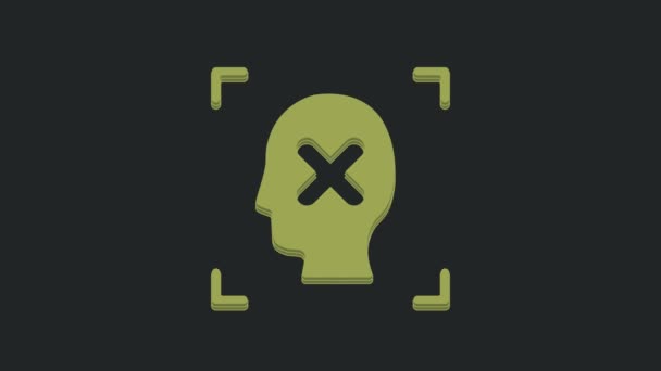 Grüne Ablehnung Gesichtserkennung Symbol Isoliert Auf Schwarzem Hintergrund Gesichtserkennungsscanner Symbol — Stockvideo