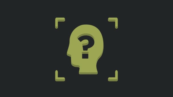 黒の背景に隔離された緑色の顔認識アイコン 顔識別スキャナーのアイコン 顔のId サイバーセキュリティの概念 4Kビデオモーショングラフィックアニメーション — ストック動画
