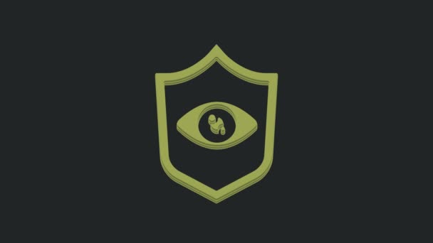 Ikona Skanowania Zielonego Oka Czarnym Tle Skanuję Oko Symbol Bezpieczeństwa — Wideo stockowe
