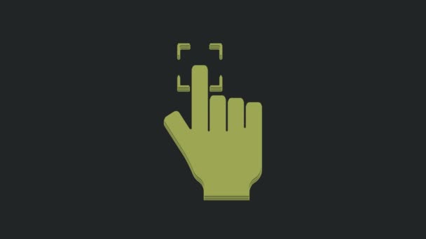 Зелений Відбиток Пальця Ізольовано Чорному Тлі Ідентифікатор Піктограми Програми Ідентифікаційний — стокове відео