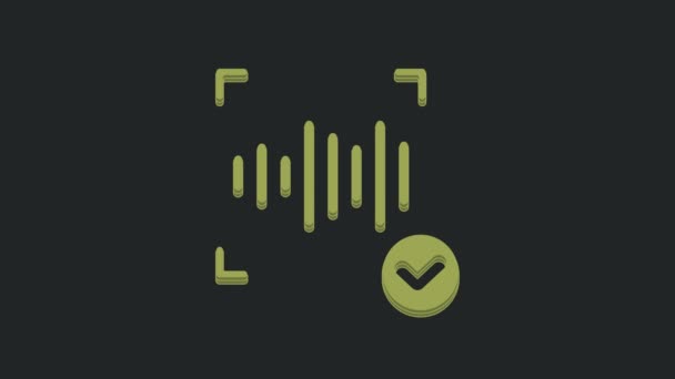 Green Voice Recognition Icon Isolated Black Background Voice Biometric Access — Stock Video