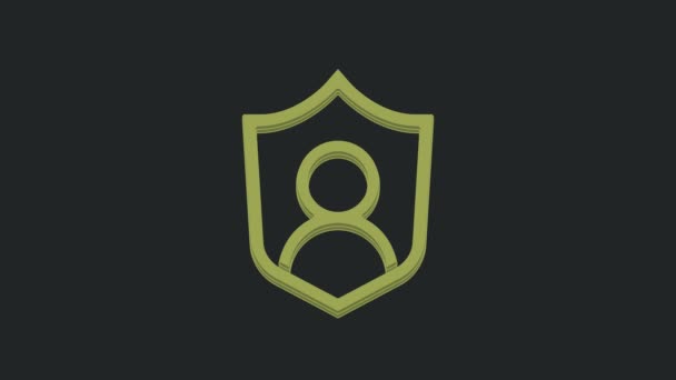 黒の背景に隔離された緑のユーザー保護アイコン 安全なユーザーログイン パスワード保護 個人データ保護 4Kビデオモーショングラフィックアニメーション — ストック動画