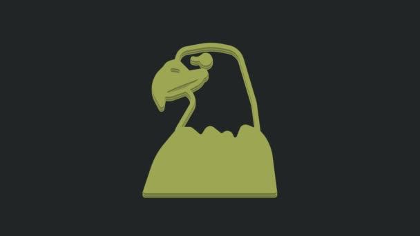Icono Cabeza Águila Verde Aislado Sobre Fondo Negro Símbolo Animal — Vídeos de Stock