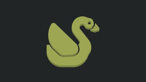 Icono Pájaro Cisne Verde Aislado Sobre Fondo Negro Símbolo Animal — Vídeo de stock