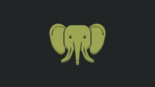 在黑色背景上孤立的绿色大象图标 4K视频运动图形动画 — 图库视频影像