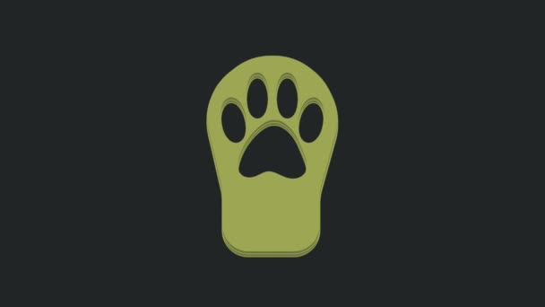 Yeşil Paw Yazdırma Simgesi Siyah Arkaplanda Izole Edildi Köpek Kedi — Stok video