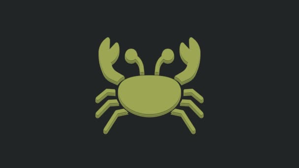 绿色螃蟹图标隔离在黑色背景 4K视频运动图形动画 — 图库视频影像