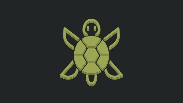 Grüne Schildkröte Symbol Isoliert Auf Schwarzem Hintergrund Video Motion Grafik — Stockvideo