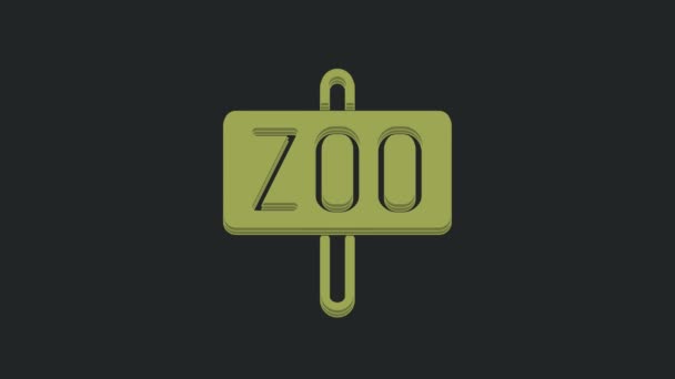 Zielona Ikona Parku Zoologicznego Odizolowana Czarnym Tle Animacja Graficzna Ruchu — Wideo stockowe