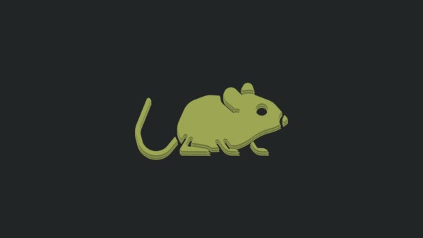Icono Rata Verde Aislado Sobre Fondo Negro Señal Ratón Símbolo — Vídeo de stock