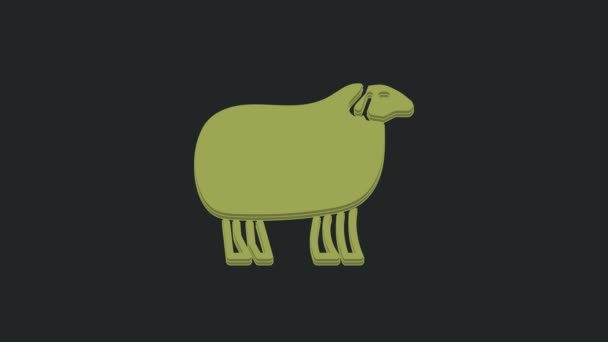 Ikona Zelené Ovce Izolované Černém Pozadí Zvířecí Symbol Grafická Animace — Stock video