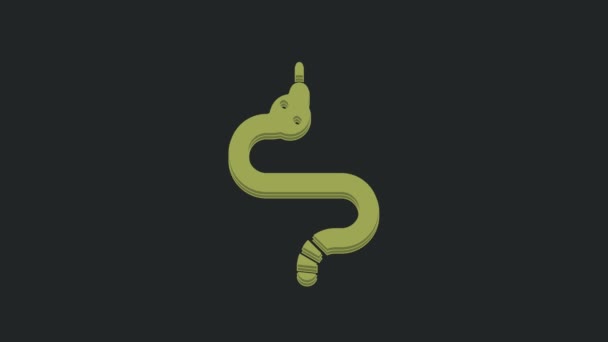黒の背景に隔離された緑のヘビのアイコン 4Kビデオモーショングラフィックアニメーション — ストック動画