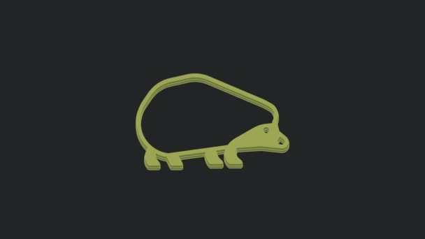 Ícone Hedgehog Verde Isolado Fundo Preto Símbolo Animal Animação Gráfica — Vídeo de Stock
