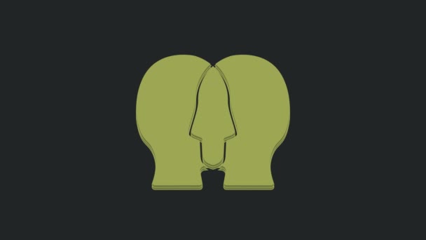 绿色双相障碍图标孤立在黑色背景 4K视频运动图形动画 — 图库视频影像