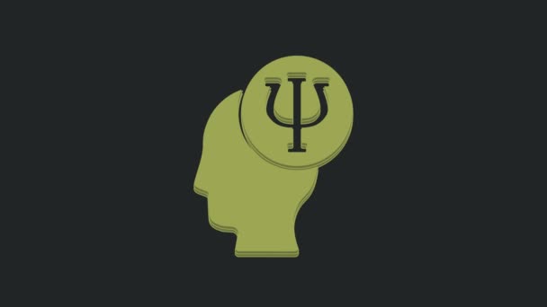Зеленый Значок Психологии Черном Фоне Символ Пси Концепция Психического Здоровья — стоковое видео
