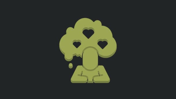 绿色破碎的心或离婚的象征孤立在黑色的背景 爱情的象征情人节 4K视频运动图形动画 — 图库视频影像