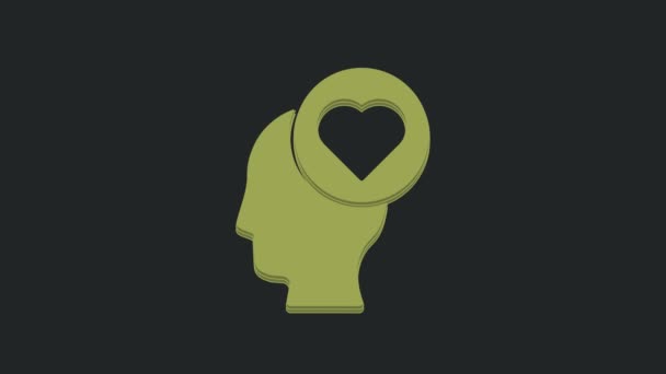 Corazón Roto Verde Icono Divorcio Aislado Sobre Fondo Negro Símbolo — Vídeos de Stock