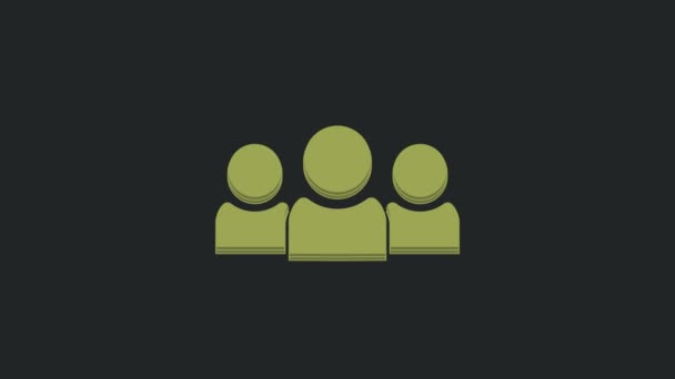 緑色のユーザーグループアイコンは黒の背景に隔離されます 人々のアイコンのグループ ビジネスアバターシンボル ユーザープロフィールアイコン 4Kビデオモーショングラフィックアニメーション — ストック動画