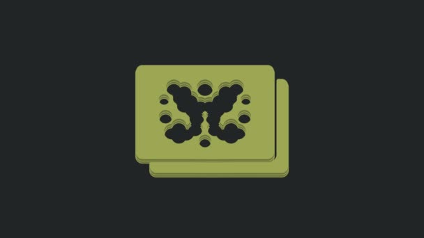 绿色Rorschach测试图标隔离在黑色背景 心理诊断墨迹测试罗夏 4K视频运动图形动画 — 图库视频影像