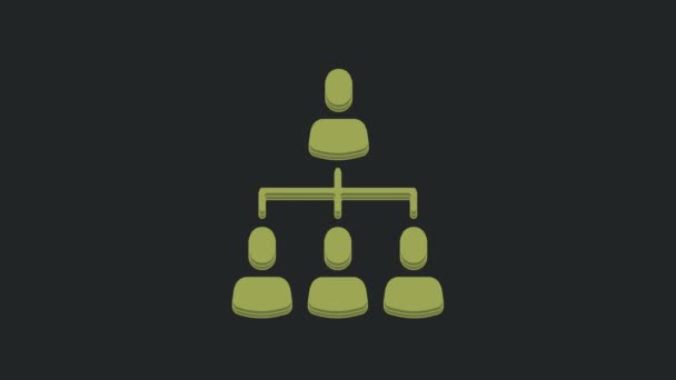 Green Business Hierarchie Organogrammdiagramm Infografik Symbol Isoliert Auf Schwarzem Hintergrund — Stockvideo