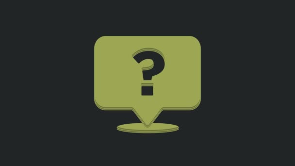 Green Question Mark Icon Isolated Black Background Faq Sign Copy — Stock Video