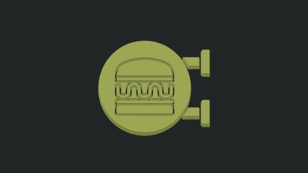Green Online Objednání Burger Dodání Ikona Izolované Černém Pozadí Grafická — Stock video