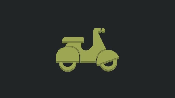 Green Scooter Dodávka Ikona Izolované Černém Pozadí Koncept Doručovacích Služeb — Stock video