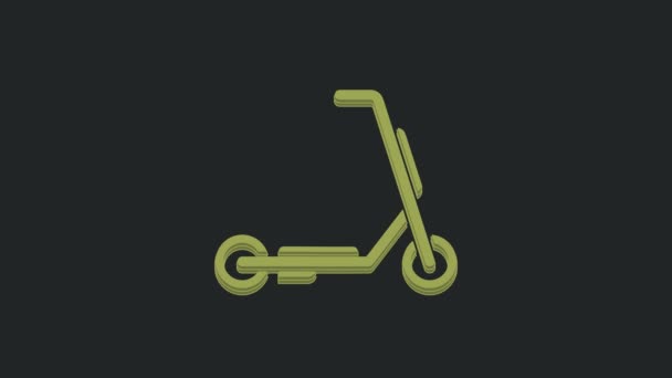 Green Scooter Delivery Icon Isolated Black Background Delivery Service Concept — Stock Video
