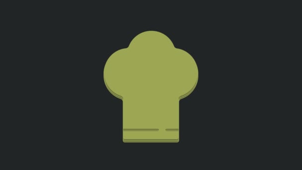 Grüne Kochmütze Symbol Isoliert Auf Schwarzem Hintergrund Kochendes Symbol Kochmütze — Stockvideo