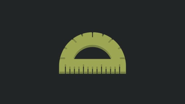 Green Protractor Grid Measuring Degrees Icon Isolated Black Background Tilt — Stock Video